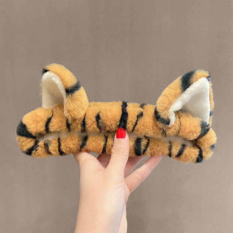 Tiger Headband Makeup Face Wash SPA Coral Fleece Headband Girls Party Hair Accessories