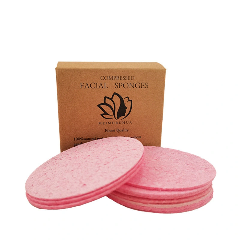 Super Water Absorption Customized Shape Eco Friendly Wood Compressed Facial Sponges Makeup Remover Pads Biodegradable Cellulose Sponge